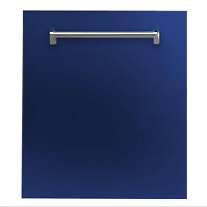 ZLINE 24 in. Top Control Dishwasher with Blue Gloss Panel and Traditional Style Handle, 52dBa (DW-BG-24) main image.