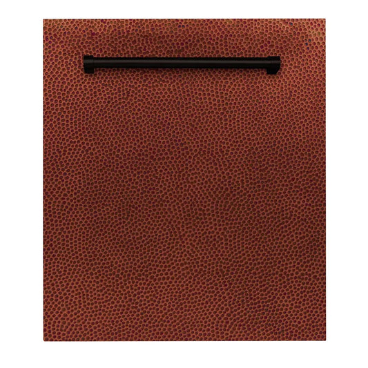 ZLINE 24 in. Top Control Dishwasher with Hand-Hammered Copper Panel and Traditional Style Handle, 52dBa (DW-HH-H-24)