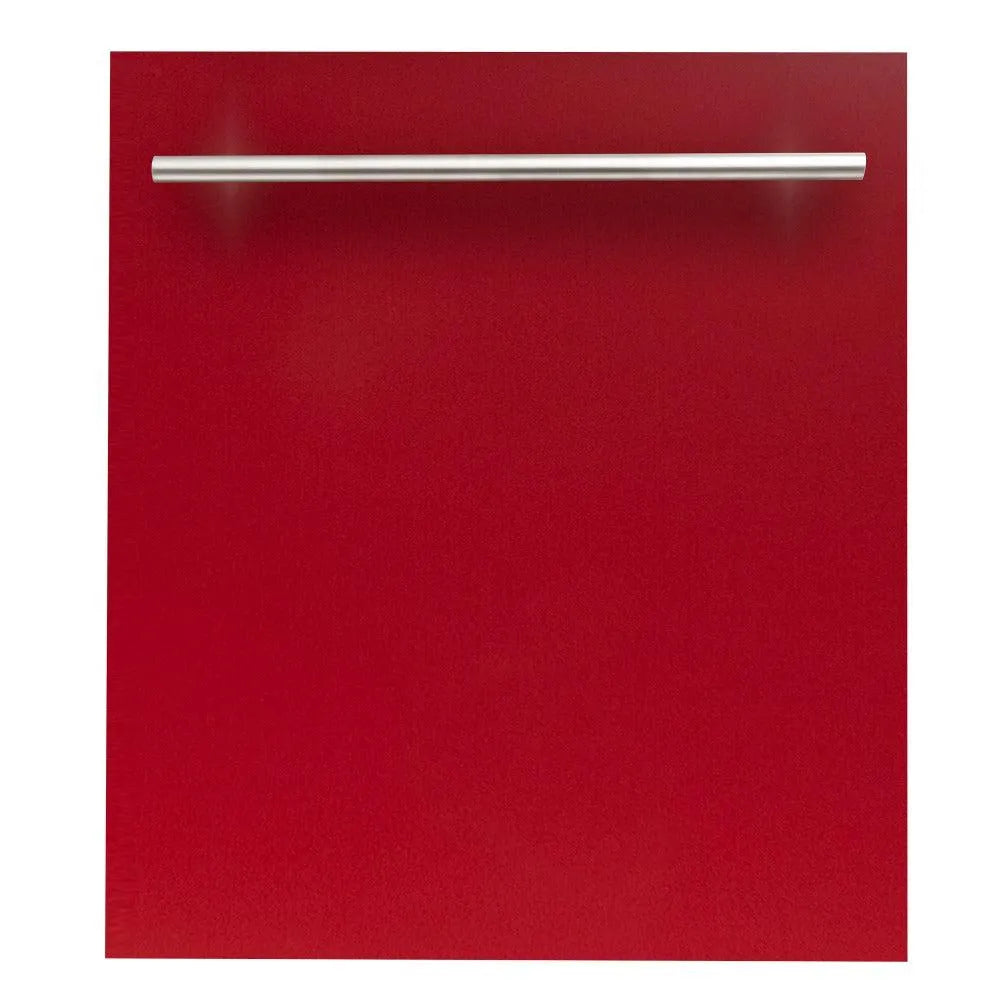 ZLINE 24 in. Top Control Dishwasher with Red Gloss Panel and Modern Style Handle, 52dBa (DW-RG-H-24) main image.