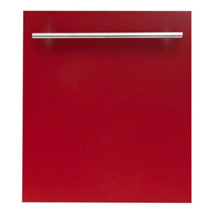 ZLINE 24 in. Top Control Dishwasher with Red Gloss Panel and Modern Style Handle, 52dBa (DW-RG-H-24) main image.