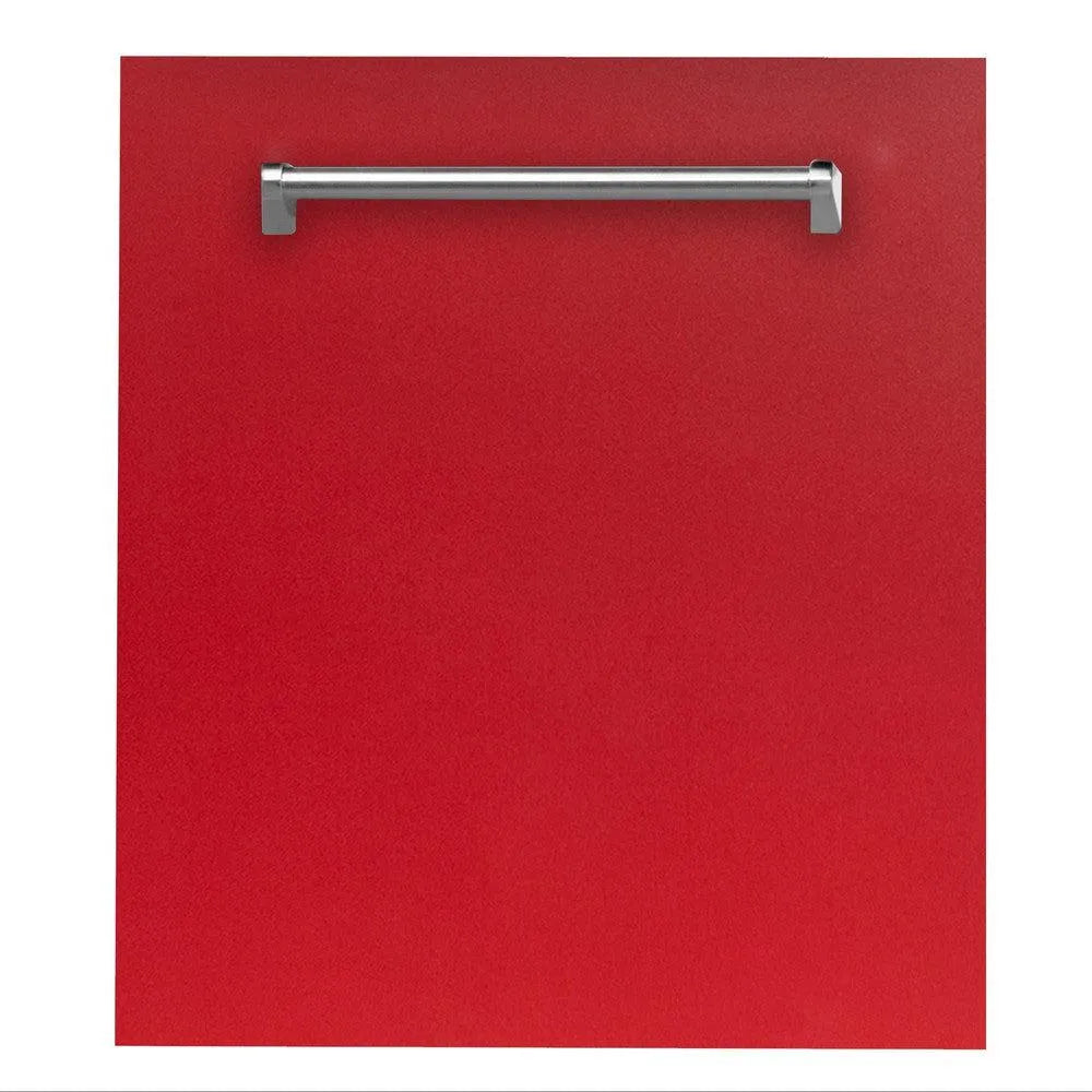 ZLINE 24 in. Top Control Dishwasher with Red Matte Panel and Traditional Style Handle, 52dBa (DW-RM-24)