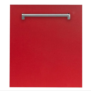 ZLINE 24 in. Top Control Dishwasher with Red Matte Panel and Traditional Style Handle, 52dBa (DW-RM-24)