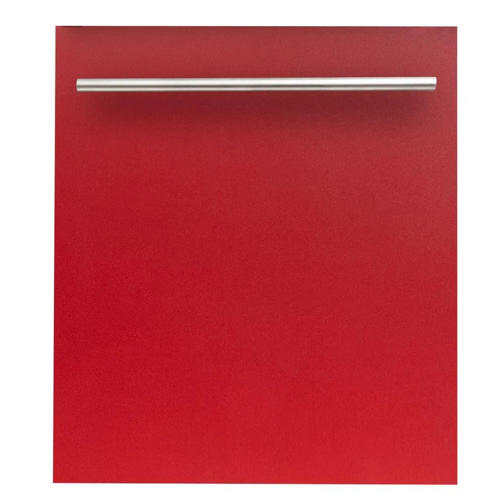 ZLINE 24 in. Top Control Dishwasher with Red Matte Panel and Modern Style Handle, 52dBa (DW-RM-H-24) main image.