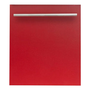 ZLINE 24 in. Top Control Dishwasher with Red Matte Panel and Modern Style Handle, 52dBa (DW-RM-H-24) main image.