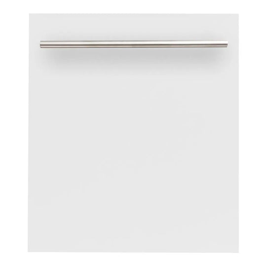 ZLINE 24 in. Top Control Dishwasher with White Matte Panel and Modern Style Handle, 52dBa (DW-WM-H-24) main image.