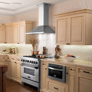 ZLINE 36 in. CrownSound™ Ducted Vent Wall Mount Range Hood in Stainless Steel with Built-in Bluetooth Speakers (KL2CRN-BT-36)