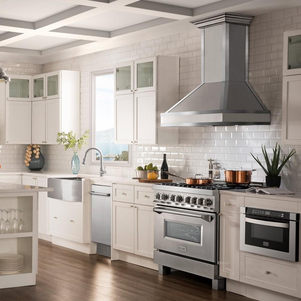 ZLINE 30 in. Designer Series Wall Mount Range Hood in Satin Stainless Steel with Mirror Accents (655MR-30)