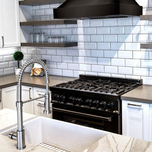 ZLINE Apollo Pull Down Spring Single Handle Kitchen Faucet in Brushed Nickel (APL-KF-BN) in a luxury kitchen.