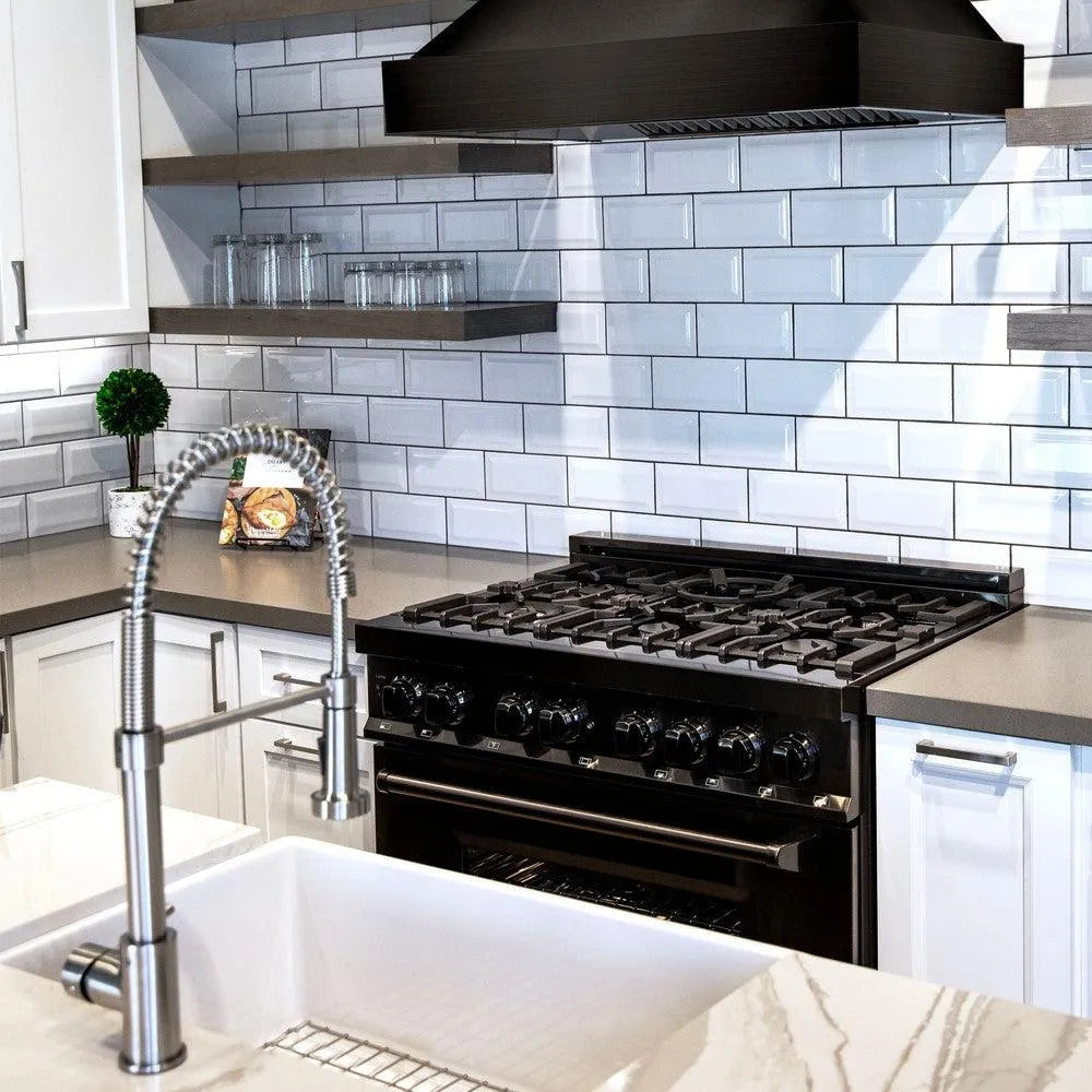 ZLINE Apollo Pull Down Spring Single Handle Kitchen Faucet in Brushed Nickel (APL-KF-BN) in a luxury kitchen.