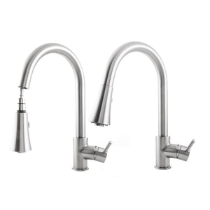 ZLINE Edison Pull Down Single Handle Kitchen Faucet in Brushed Nickel (EDS-KF-BN) demonstrating pull-down wand.
