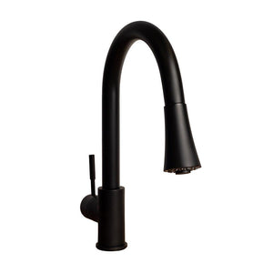 Edison Pull Down Kitchen Faucet in Matte Black (EDS-KF-MB) front.