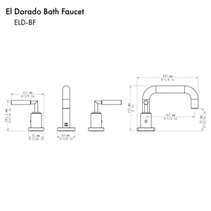 ZLINE El Dorado Widespread Bath Faucet in Chrome (ELD-BF-CH) dimensional diagram.