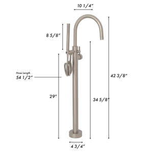 ZLINE Emerald Bay Bath Tub Filler in Brushed Nickel (EMBY-BTF-BN) dimensional diagram.