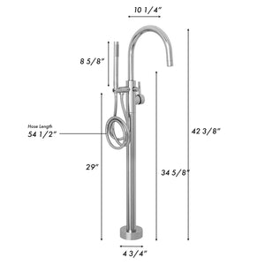 ZLINE Emerald Bay Bath Tub Filler in Chrome (EMBY-BTF-CH) dimensional diagram.