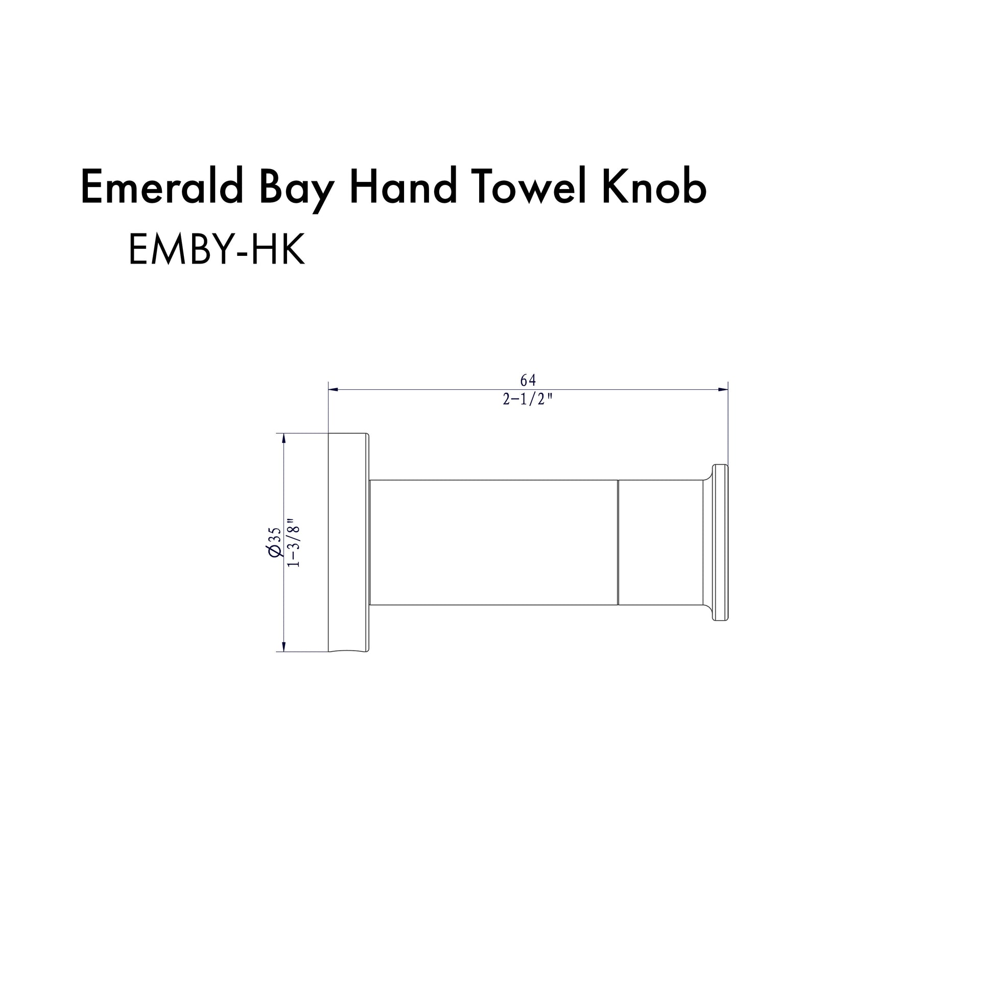 ZLINE Emerald Bay Towel Hook in Matte Black (EMBY-HK-MB) dimensional diagram.