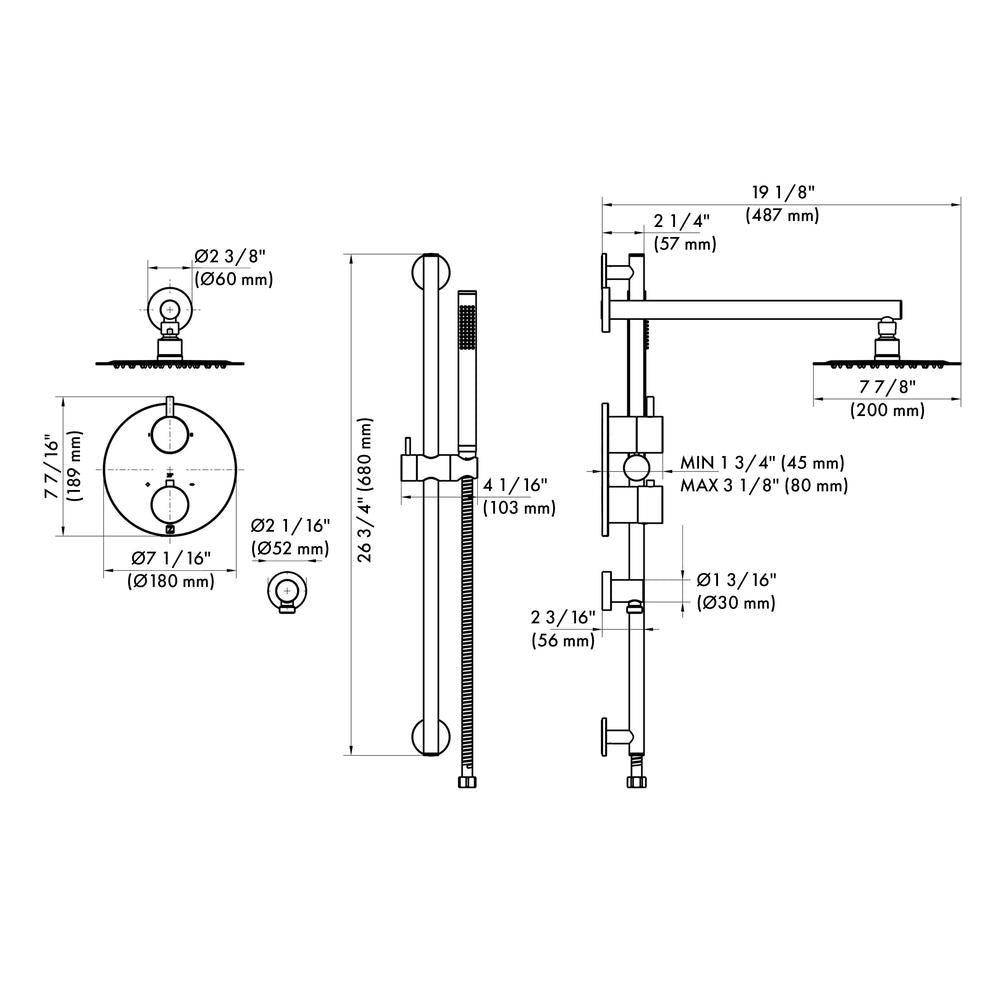 Z Line Shower System Emerald Bay Thermostatic Shower System in Brushed Nickel (EMBY-SHS-T2 ...