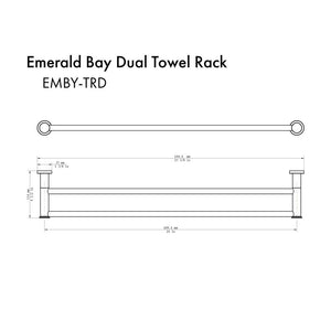 ZLINE Emerald Bay Double Towel Rail in Chrome (EMBY-TRD-CH) dimensional diagram.