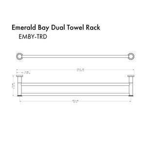 ZLINE Emerald Bay Double Towel Rail in Matte Black (EMBY-TRD-MB) dimensional diagram.