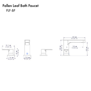 ZLINE Fallen Leaf Widespread Bath Faucet in Brushed Nickel (FLF-BF-BN) dimensional diagram.