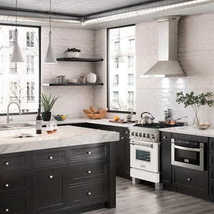 ZLINE 24 in. 2.8 cu. ft. Legacy Dual Fuel Range with 4 Burner Gas Cooktop and Electric Convection Oven in Satin Stainless Steel and White Matte Door (RAS-WM-24)