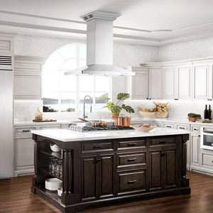 ZLINE 42 in. CrownSound™ Ducted Vent Island Mount Range Hood in Stainless Steel with Built-in Bluetooth Speakers (GL2iCRN-BT-42)