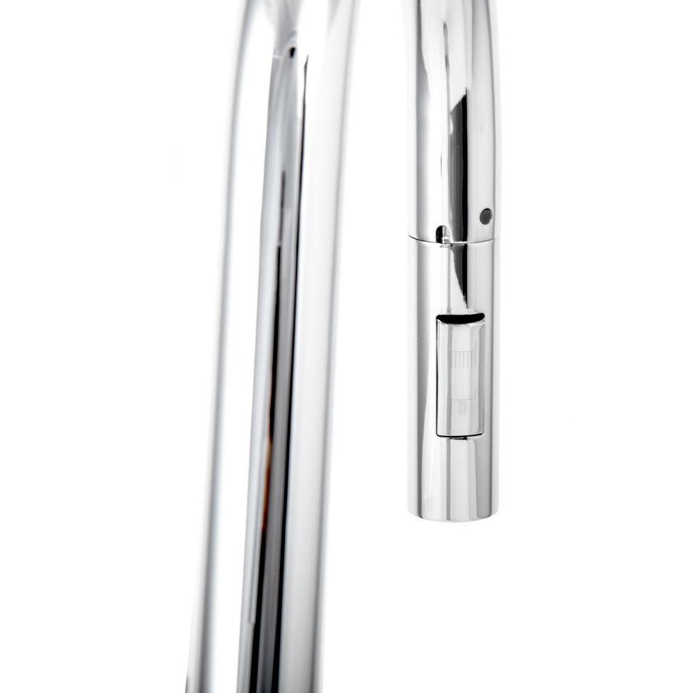 ZLINE Gemini Kitchen Faucet in Chrome (GEM-KF-CH) spray control.