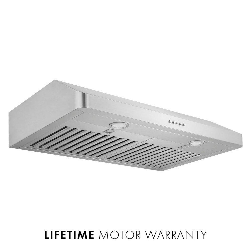 ZLINE 30 in. 300 CFM Ducted Under-Cabinet Range Hood in Stainless Steel, Hardwired Power (617-30) main image.