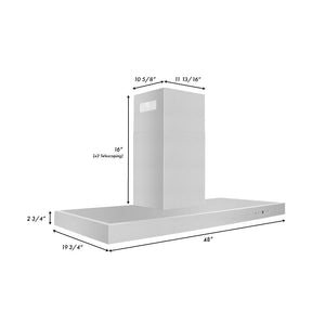 ZLINE 30 in. Convertible Vent Wall Mount Range Hood in Stainless Steel (KE-30) dimensional diagram.