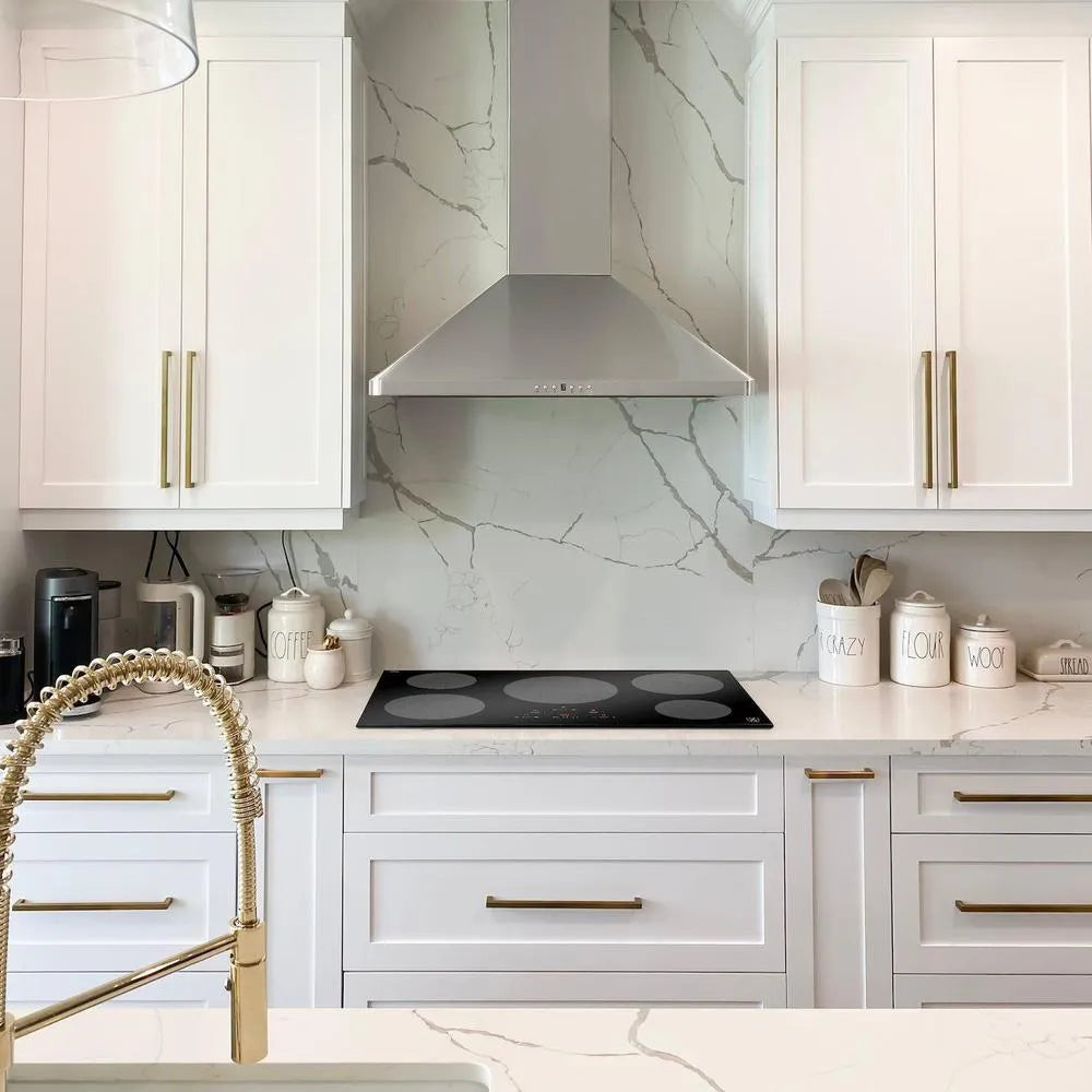 ZLINE 36 in. Induction Cooktop with 5 burners (RCIND-36) in a luxury farmhouse kitchen.