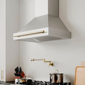 ZLINE Autograph Edition 36 in. Stainless Steel Range Hood with Stainless Steel Shell and Polished Gold Handle (8654STZ-36-G)