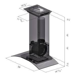 ZLINE 36 in. Convertible Vent Wall Mount Range Hood in Stainless Steel and Glass with Crown Molding (KZCRN-36)