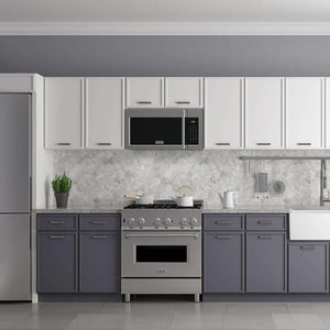 ZLINE Range and OVer-the-Range Microwave Oven in a luxury kitchen.