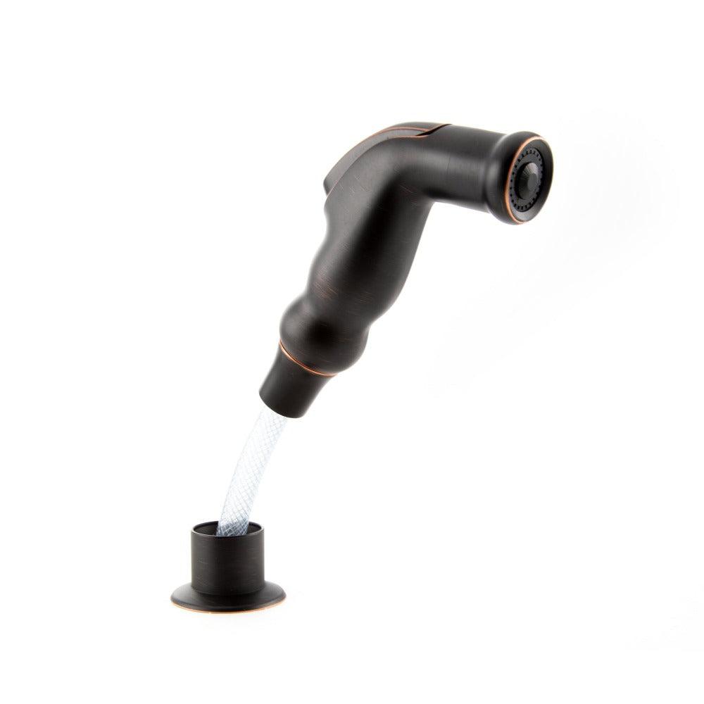 ZLINE Mona Kitchen Faucet in Oil Rubbed Bronze (MNA-KF-ORB) side sprayer and hose.