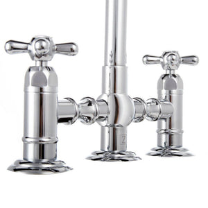 ZLINE Mona Kitchen Faucet and Side Sprayer in Chrome (MNA-KF-CH) mount and handles.
