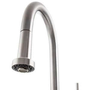 ZLINE Monet Kitchen Faucet in Brushed Nickel (MON-KF-BN) close-up, pull down spray wand.