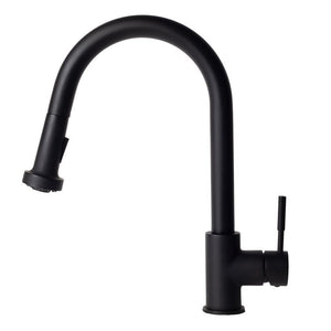 ZLINE Monet Pull Down Single Handle Kitchen Faucet in Matte Black (MON-KF-MB) side.