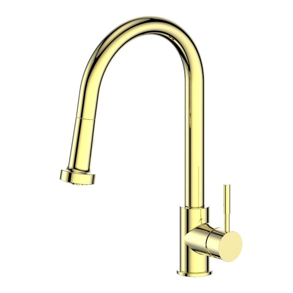 ZLINE Monet Pull Down Kitchen Faucet in Polished Gold (MON-KF-PG) side.