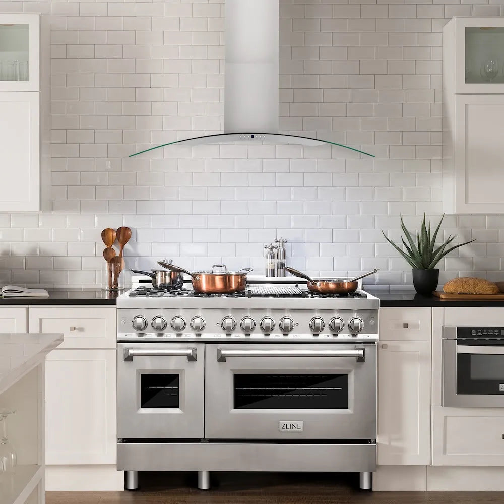 ZLINE 48 in. Convertible Vent Wall Mount Range Hood in Stainless Steel and Glass (KN4-48)