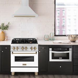 ZLINE Autograph Edition 30 in. Convertible Stainless Steel Range Hood with Stainless Steel Shell and Champagne Bronze Accents (KB4STZ-30-CB)