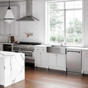 ZLINE 48 in. Convertible Vent Convertible Vent Wall Mount Range Hood in Stainless Steel (KL2-48) in a luxury kitchen.