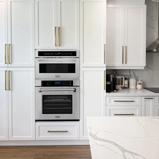 ZLINE 30 in. 1.6 cu ft. Built-in Convection Microwave Oven in Satin Stainless Steel with Speed and Sensor Cooking (MWO-30-SS) front.