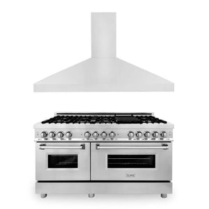 ZLINE 60 in. Kitchen Package with Stainless Steel Dual Fuel Range and Convertible Vent Range Hood (2KP-RARH60) main image.