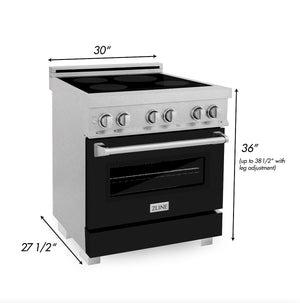 ZLINE 30 in. 4.0 cu. ft. Induction Range in Fingerprint Resistant Stainless Steel with a 4 Element Stove, Electric Oven, and Black Matte Door (RAINDS-BLM-30) dimensions for installation