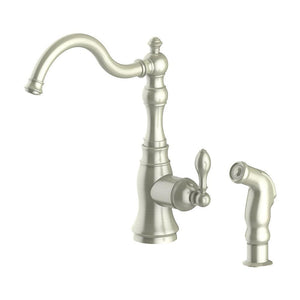 ZLINE Rembrandt Kitchen Faucet in Brushed Nickel (REM-KF-BN) and side sprayer.