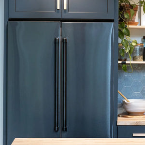 ZLINE 36 in. 22.5 cu. ft. Counter-Depth French Door Refrigerator with Ice Maker in Fingerprint-Resistant Black Stainless Steel (RFM-36-BS) in a kitchen setting