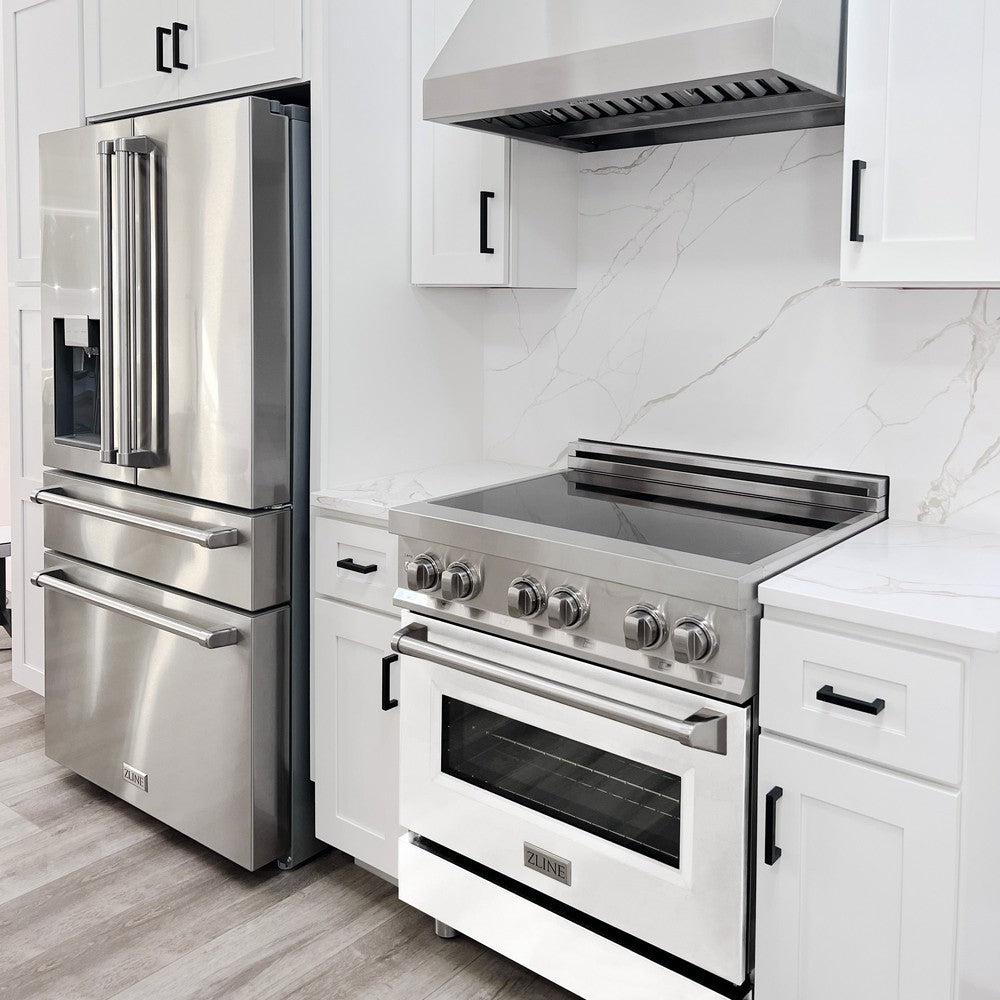ZLINE 30 in. 4.0 cu. ft. Induction Range with a 4 Induction Element Stove and Electric Oven in Stainless Steel with White Matte Door (RAIND-WM-30)