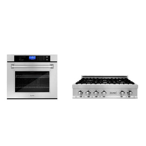 ZLINE Kitchen Package with 36 in. Stainless Steel Rangetop and 30 in. Single Wall Oven (2KP-RTAWS36) main image.