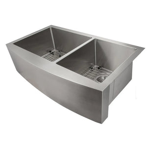 ZLINE 36 in. Courchevel Farmhouse Apron Mount Double Bowl Stainless Steel Kitchen Sink with Bottom Grid (SA60D-36) main image.