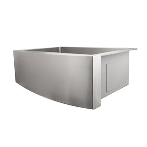 ZLINE Zermatt 30 in. Farmhouse Apron Mount Single Bowl Stainless Steel Kitchen Sink with Bottom Grid (SAS-30) side.
