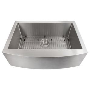 ZLINE Zermatt 30 in. Farmhouse Apron Mount Single Bowl Stainless Steel Kitchen Sink with Bottom Grid (SAS-30) front.